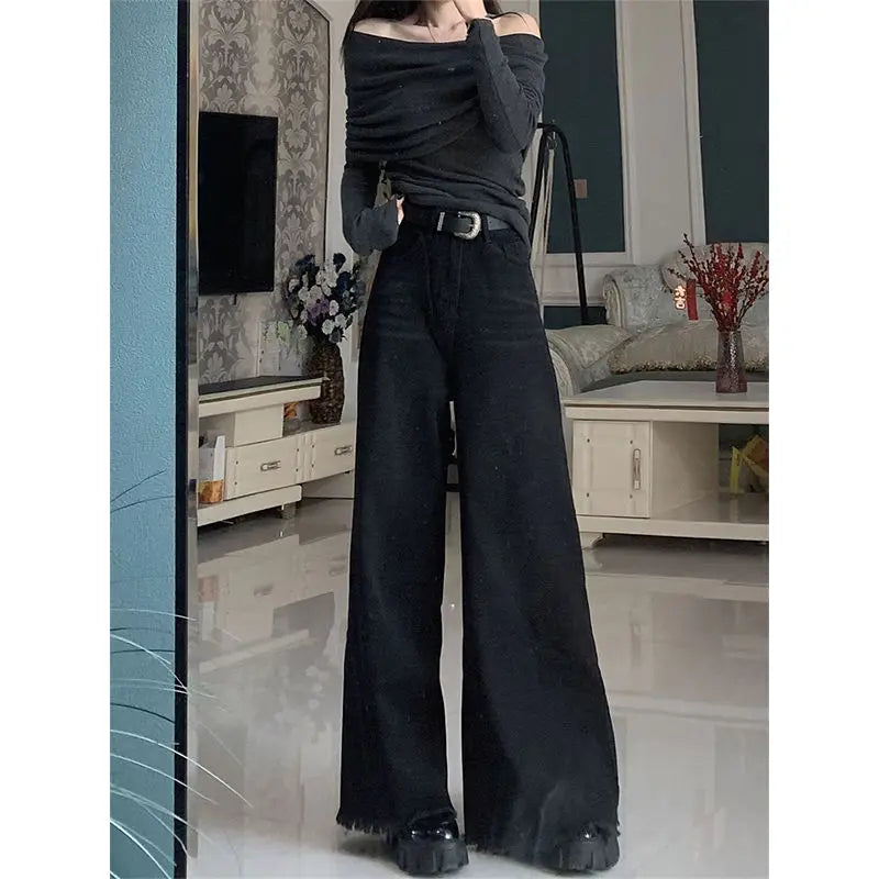 Jeans Women Leisure Streetwear Wide Leg Classic All-match Simple Holiday Retro Design Loose Spring Daily Students Ulzzang Ins
