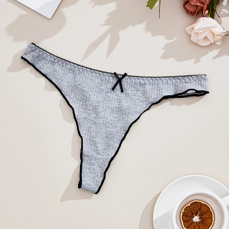 Damen-Unterwäsche 2025: 3er-Set Baumwoll-Strings tief sitzend einfarbig - Elegante Tangas Fashion Casual Comfort Fit