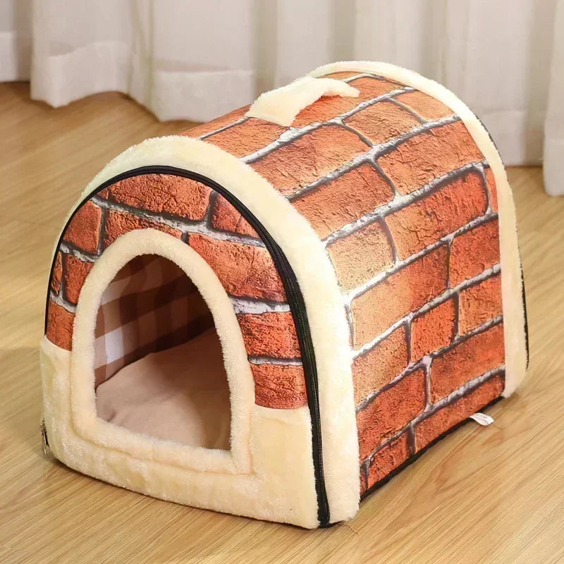 Winter Pet Cat Bed Foldable Dog House Dog Villa Sleep Kennel Removable Nest Warm Enclosed Cave Sofa Big Dog Kennel Pet Supplies