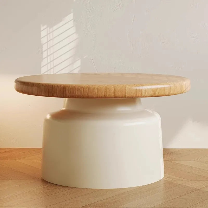 Creamy Wind Apartment Coffee Table Living Room Household Small Apartment Simplicity Iron Round Homestay Coffee Table Furniture