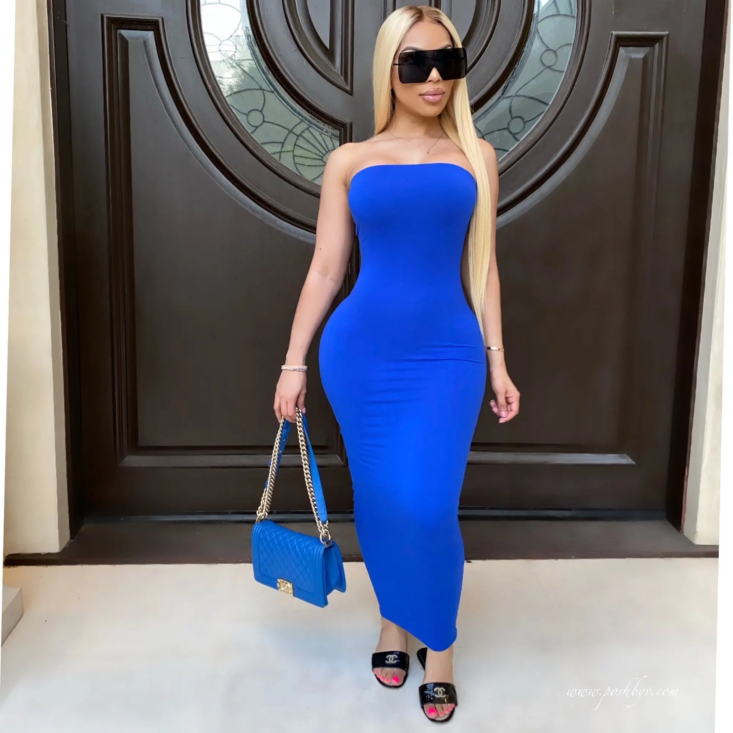 summer women's elegant sleeveless chest wrapped Long Beach Dress