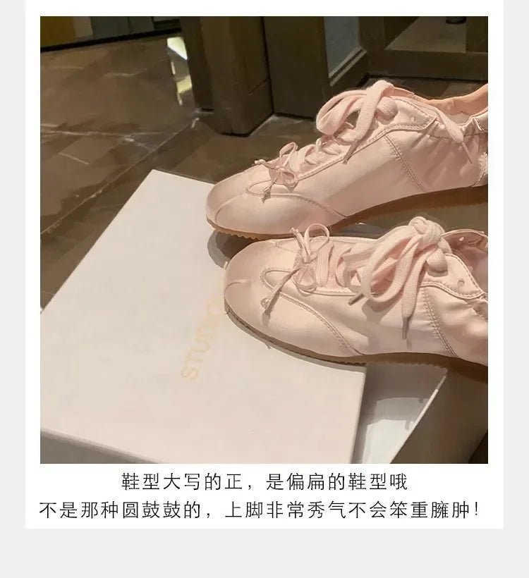Comemore 2025 Neu Sommer Damen Ballet Stil Süß Mädchen Sport Board Schuhe Mode Satin Schleife Freizeit Flats Damen Komfortabel
