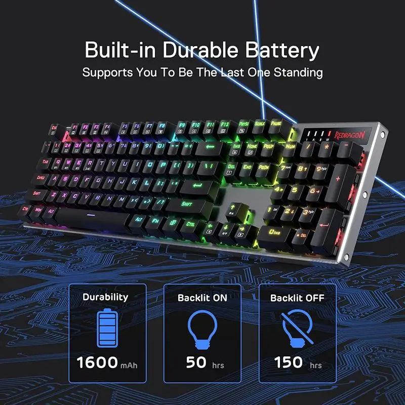 Gaming-Tastatur 2025: Redragon K556 PRO Wireless RGB BT/2.4GHz Mechanisch Hot-Swap Red Switch Collection