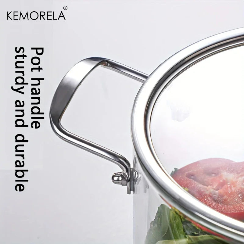 KEMORELA Borosilicate Glass Cooking Pot with Dual Handles 2.5L/3.5L Heat Resistant Simmer Pot with Lid Borosilicate Glassware