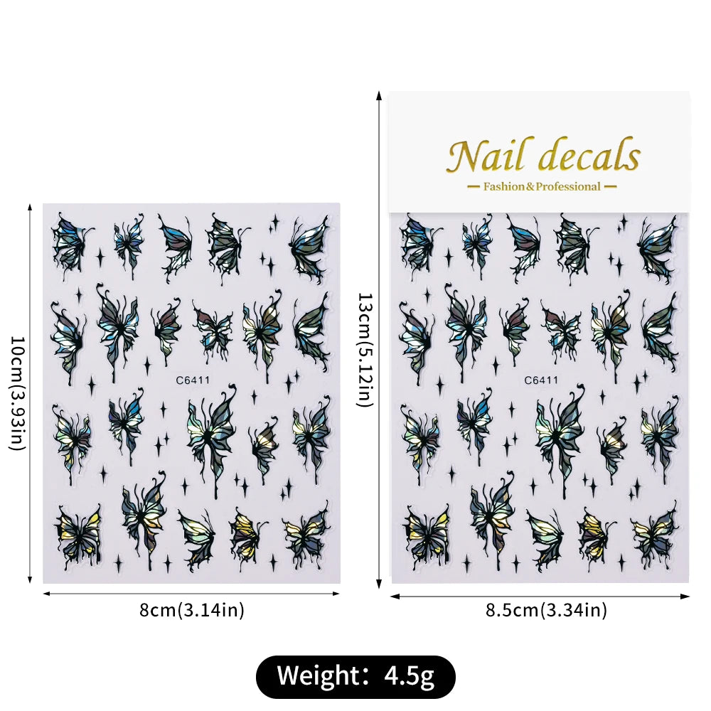 MAFANAILS NLS 3D Holografisch Schmetterling - 1St Schwarz
