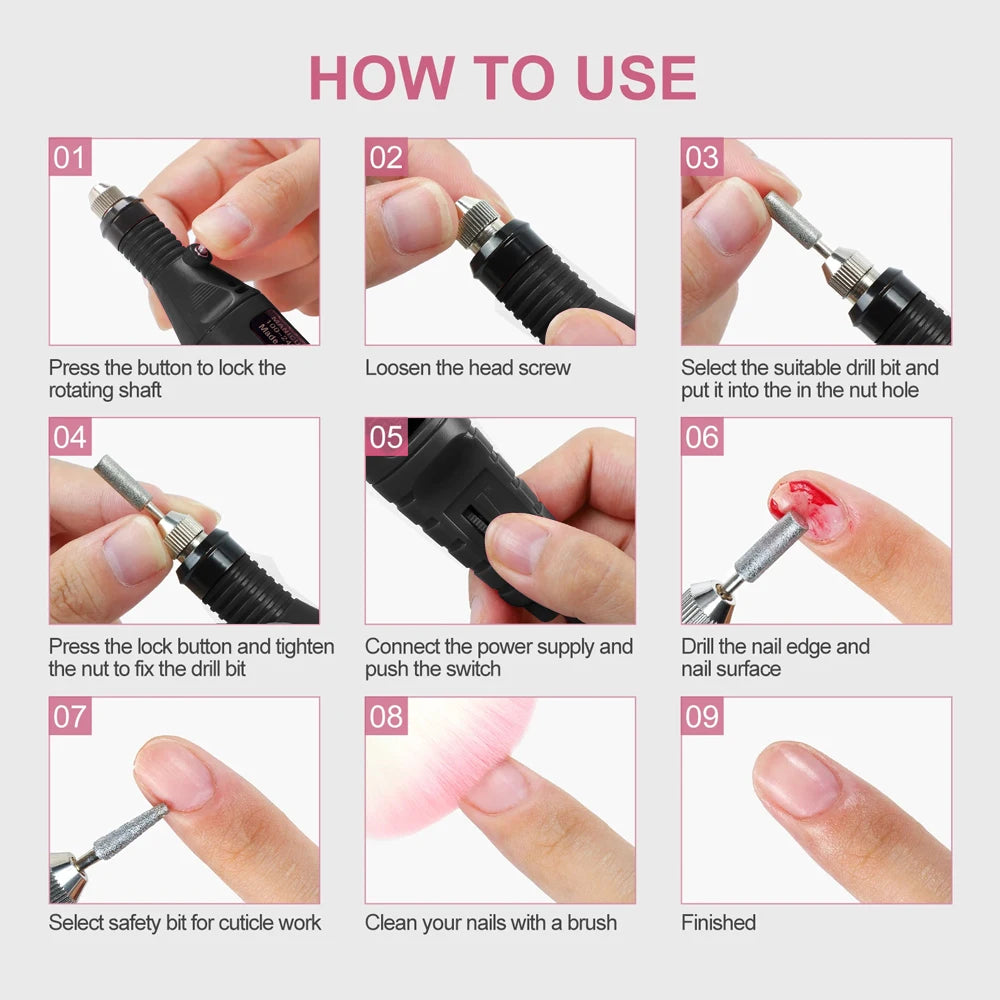 Nail Sander Set Electric Nail Drill Machine Grinding Equipment Milling Cutter For Manicure Pedicure Strong Polishing Tools