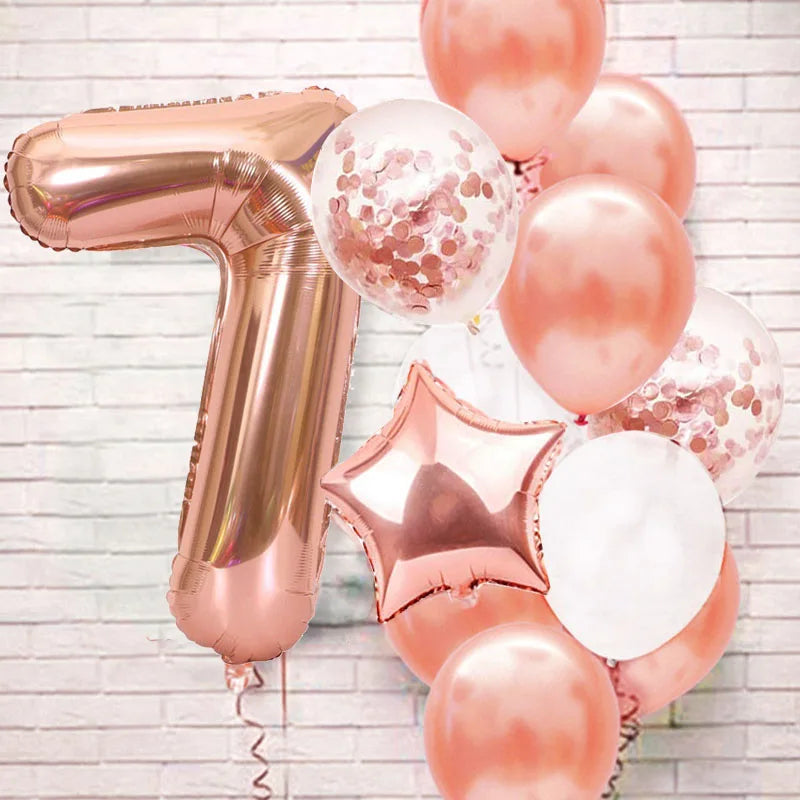 RoseGold Zahlenballons 32 Zoll Roségold - 13er Set 32cm