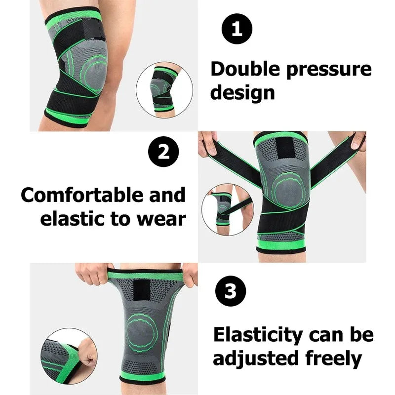 Knee Compression Sleeve with Adjustable Straps for Running Working Out and Sports Wearing Hiking Soccer Basketball Running Sport
