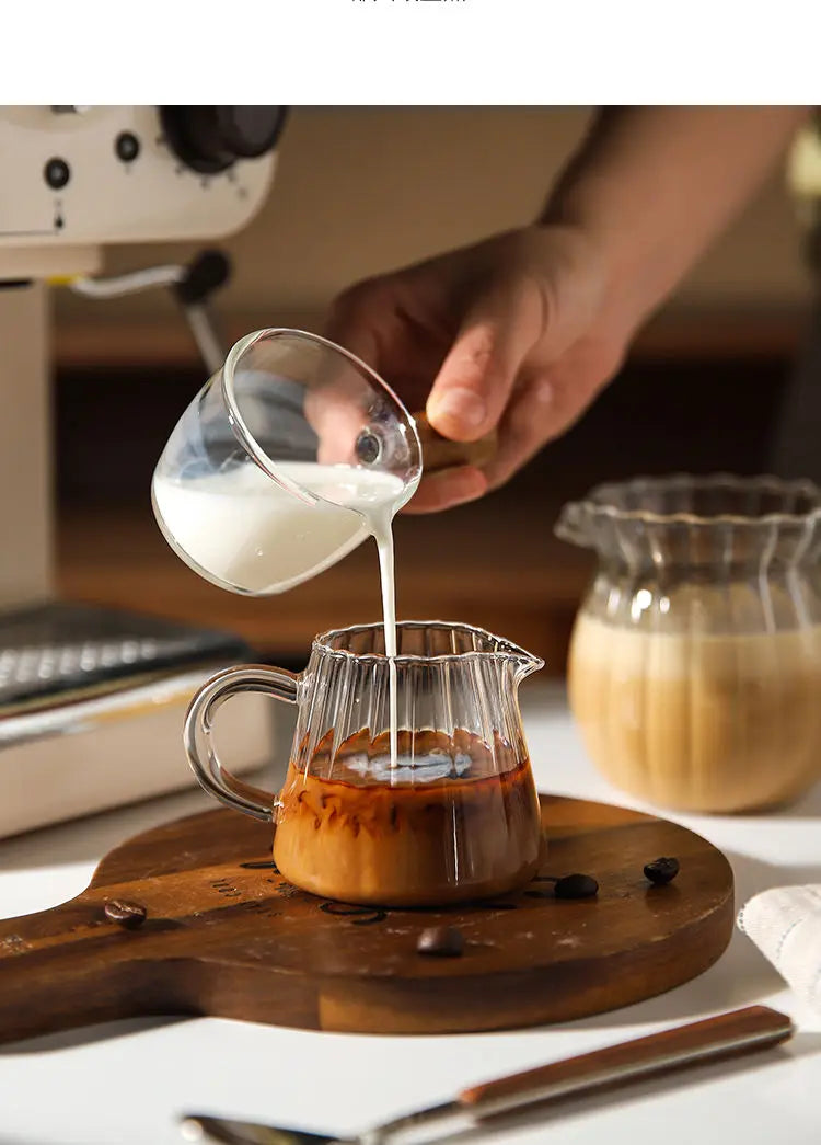 Striped Simplicity Handwork Small Milk Pot Heat-resistant Glass Exquisite Milk Cup Tea Dispenser Milk Pot Espresso Measuring Cup