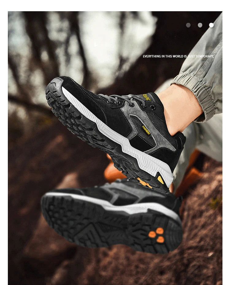 Men Sneakers Casual Breathable Hiking Walking Shoes Man Outdoor Fashion Leather Anti-slip Climbing Trekking Sneakers Footwears