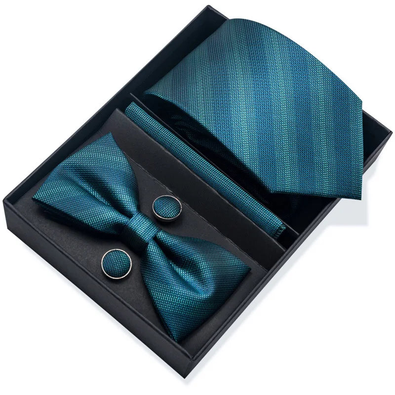 Men's Tie Pin cuff square bow Tie with pocket square cufflinks Set Paisley Men's Business Wedding Suit Accessories 6-piece set