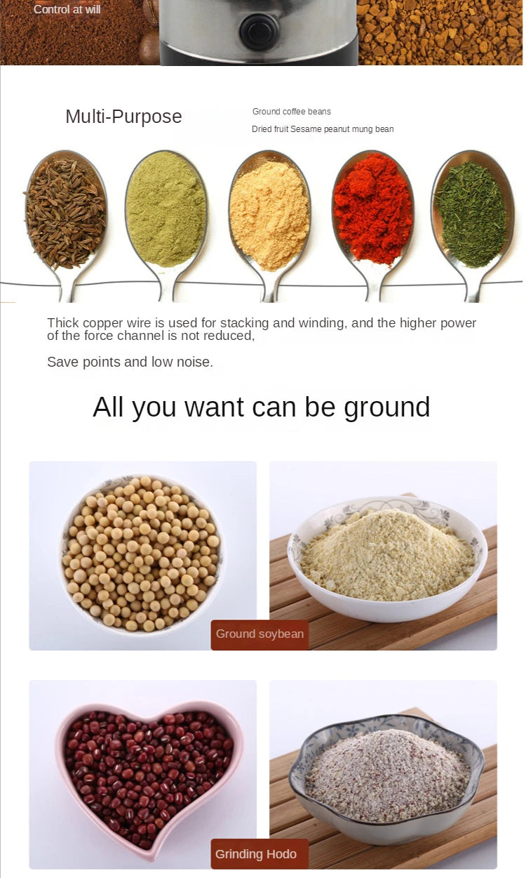 Coffee Grinder Electric Espresso Drip Coffe Portable Blender Grain Beans Spice Seeds Grinding Machine Kitchen Multifunction Mill