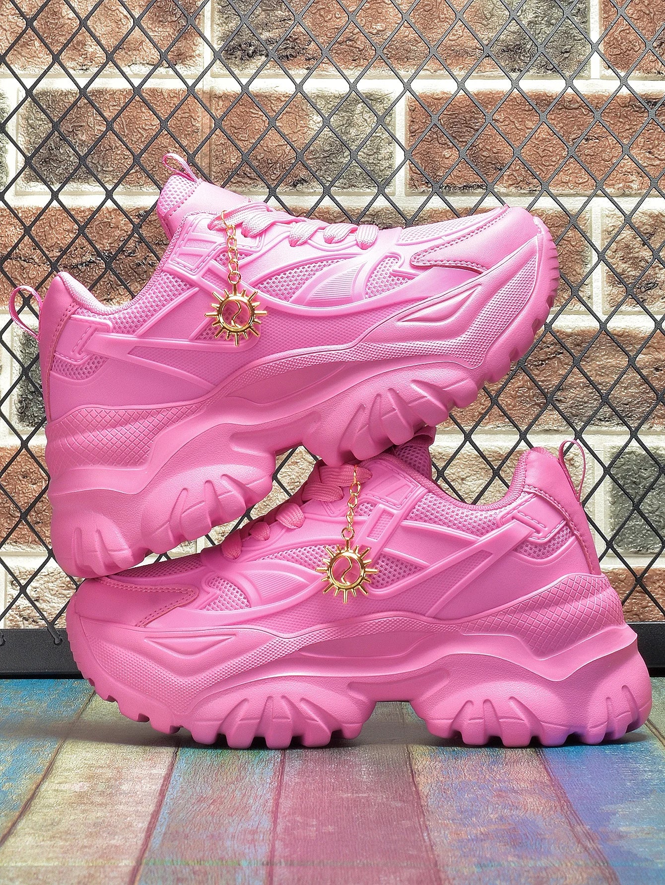 Women's fashion casual shoes Lightweight wear resistant non-slip platform sneakers high water platform pink heels for women