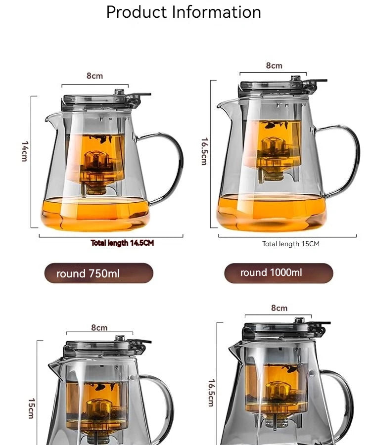 GIANXI Glass Teapot And Pot Household Tea Set Teapot Heat-resistant Tea Water Separation Filter Flower Teapot Glass Teapot