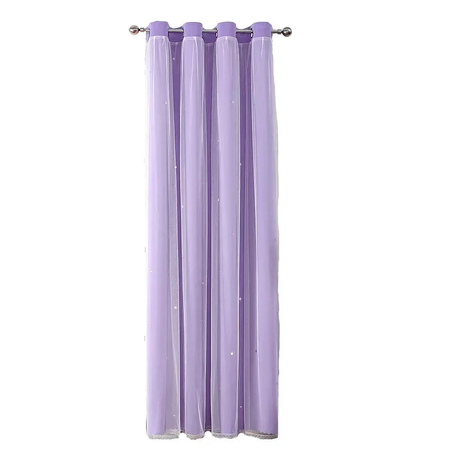 Blackout Curtains for Bedroom Double Layer Star Cutout Cute Curtain Grommet Top Window Curtain Panel for Living Room and Nursery