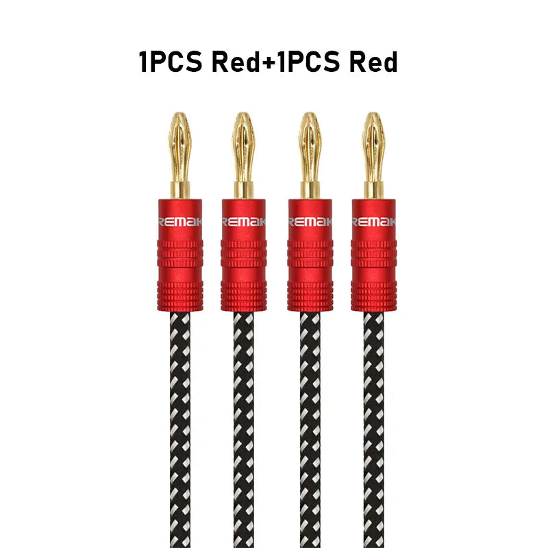 Lautsprecherkabel 2025 - 14AWG Kupfer Gold Banana-Stecker - Premium HiFi Speaker Cable DREMAKE Geflochten