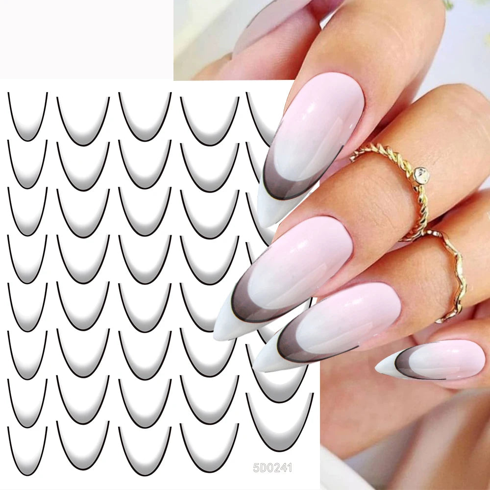Set de autocolante MAFANAILS cu gradient francez - 14 piese 5D