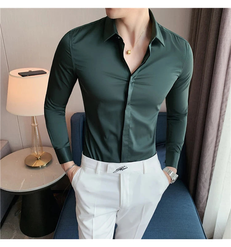 8Farben SlimFit Langarmhemd - Gr. M-L, Feiner Stoff