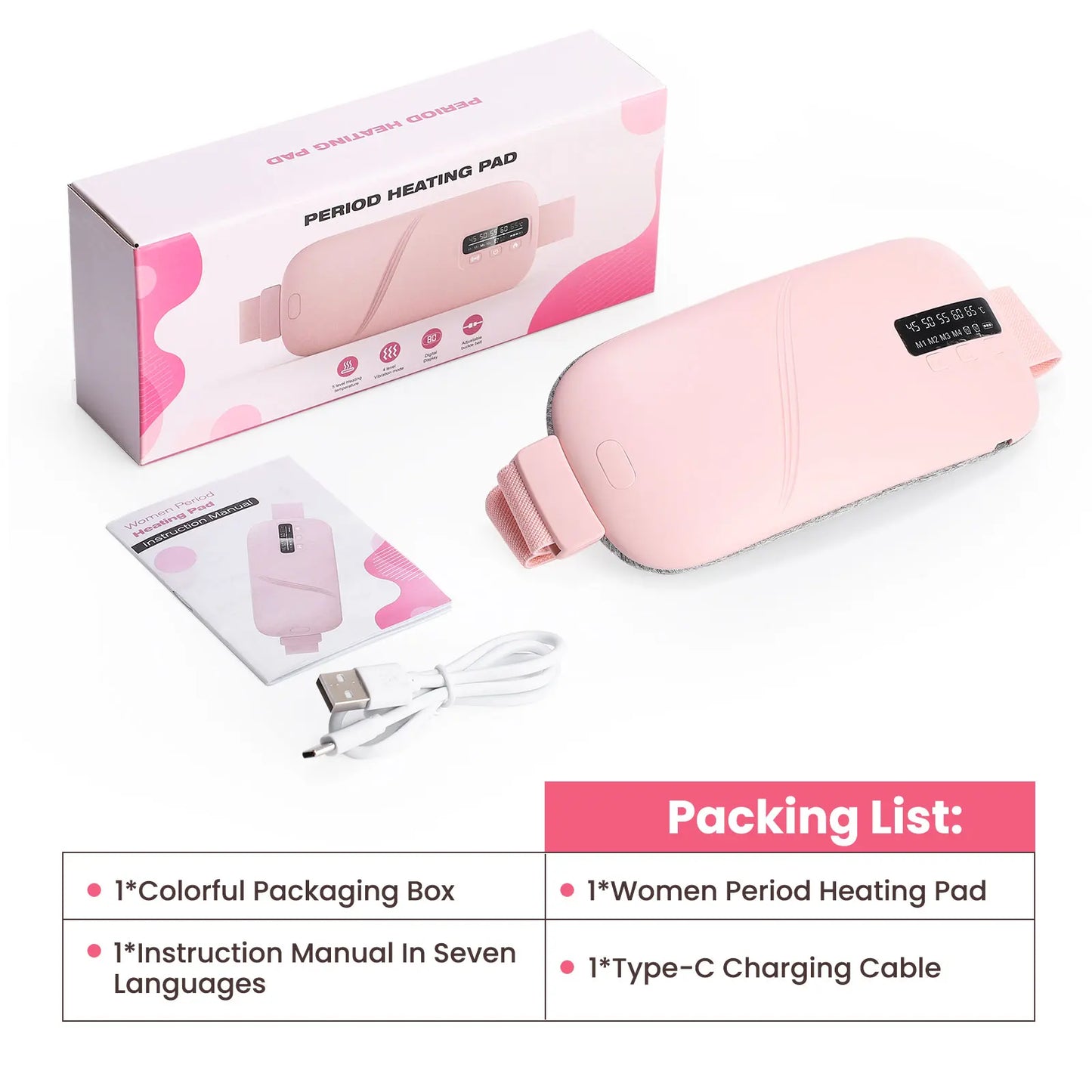 Menstrual Uterine Warm Belt For Women Belly Pain Relief USB 5 Gear Electric Heating Pad Vibration Abdomen Waist Massager