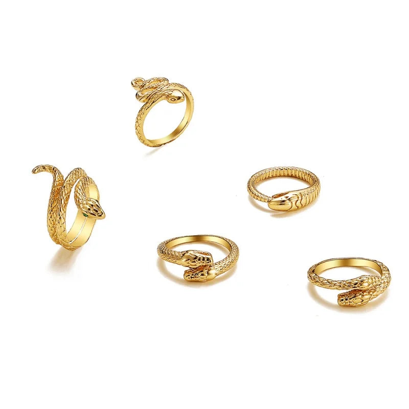 Zhejiang Schlange Ring Set Boho - 9 Stück Gold Offen