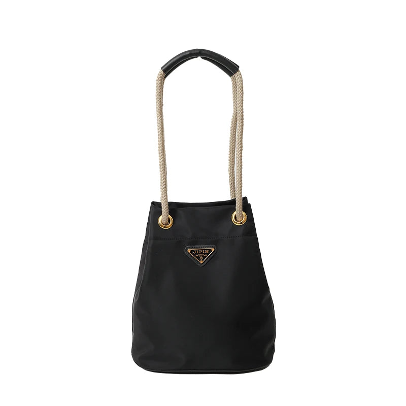 Simple Casual Versatile Women's Solid Color Nylon Cloth Single Shoulder Crossbody Bag Fashion Commuting Storage Bucket Bags