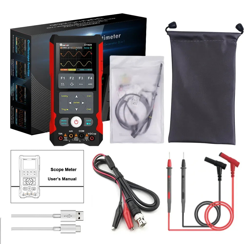 TOOLTOP ET829 2 Kanal 80MHz Digital Speicher Oszilloskop Multimeter Signal Generator 3 in 1 Elektronik Automobil Strom Reparatur
