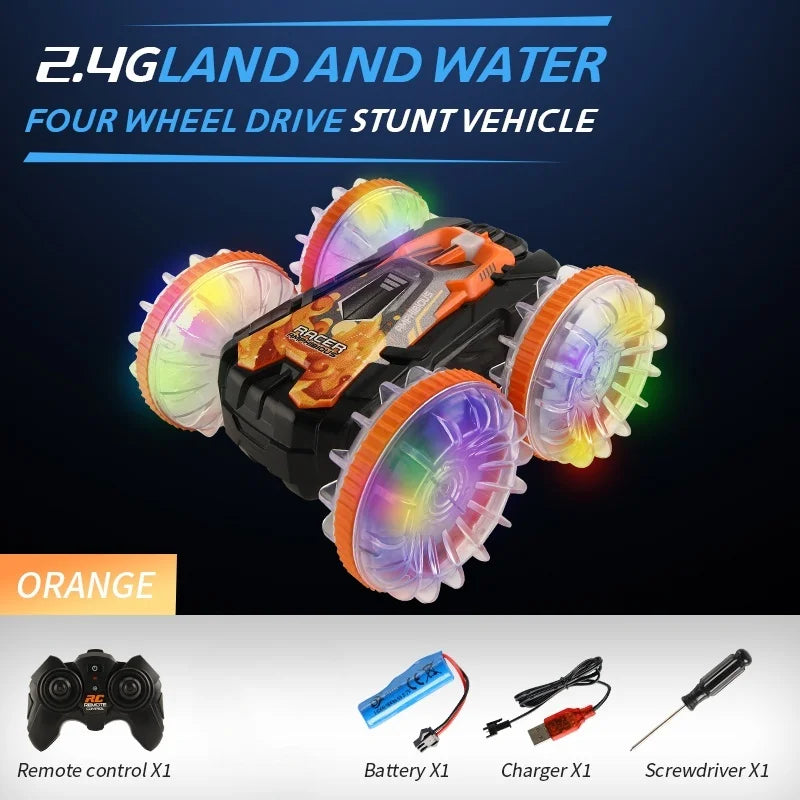 RC-Auto 2025: Neues RC-Stunt-Amphibien-Offroad-Elektro-Remote-Control-Vehicle-Doppelseitiges-Tumbling-Car-Kinder-Licht-Toys-Geschenke-Sammlung