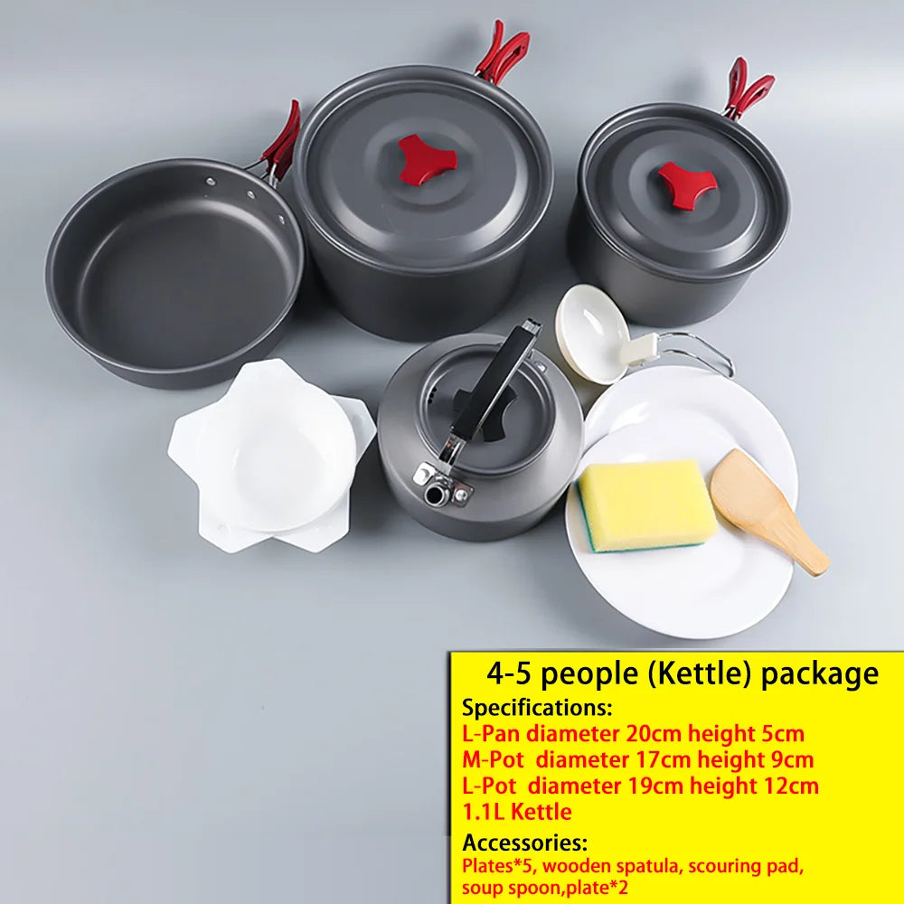 Outdoor camping cookware folding outdoor non stick pot boiling water outdoor set pot portable camping cookware tableware