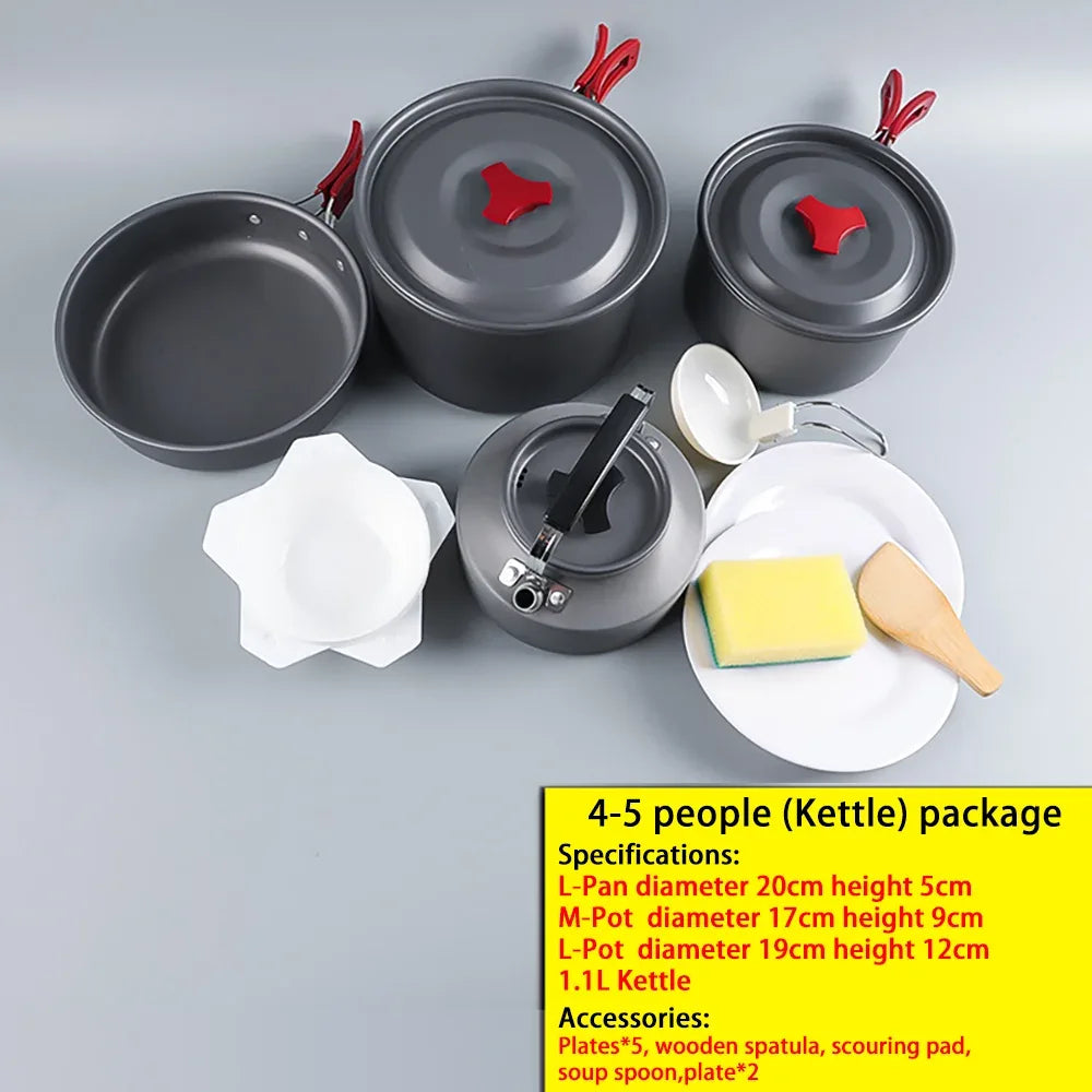 Outdoor camping cookware folding outdoor non stick pot boiling water outdoor set pot portable camping cookware tableware - Golden Bridge Store
