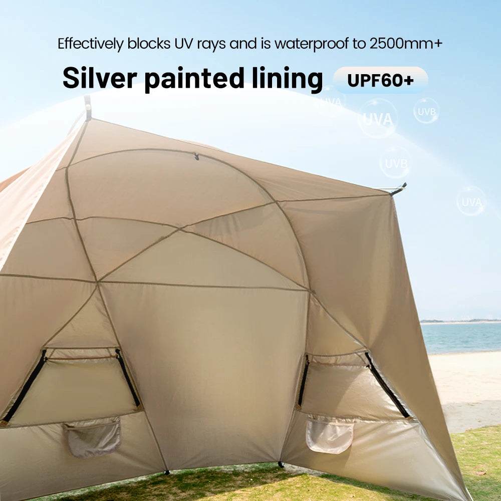 Sonuto Outdoor 4-7 People Camping Park Beach Tent Vinyl Sunscreen Folding Portable Canopy Rainproof And Sunscreen Shelter