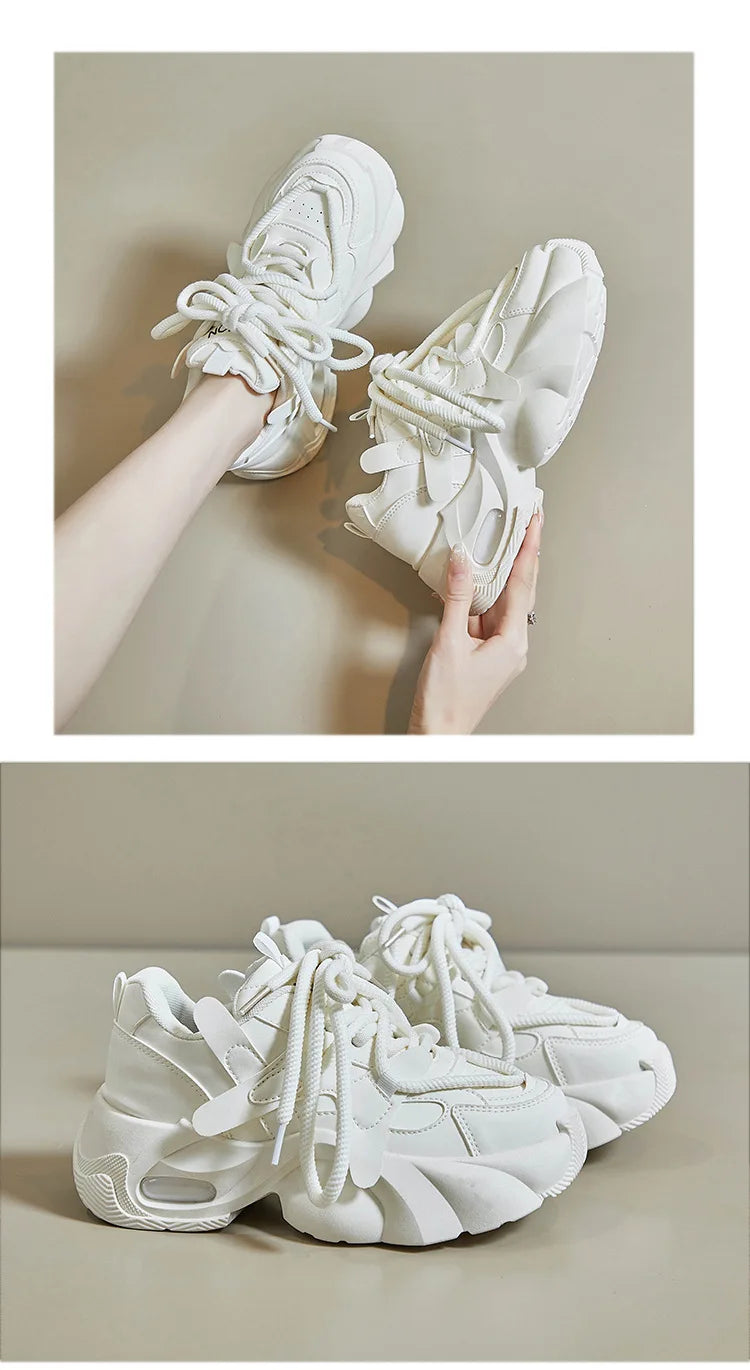 Shijunyi Dicke Sneaker Atmungsaktiv - Plateau 3cm Schnürung
