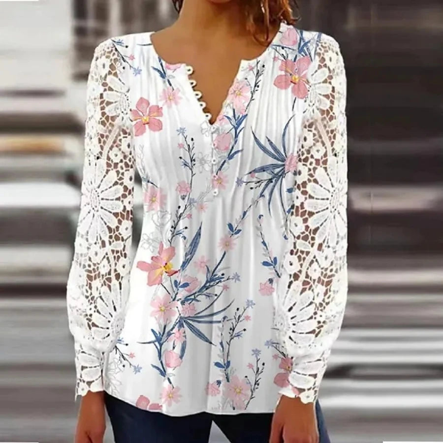 Elegant Woman Shirt Casual Fashion Temperament Blouse Printed Shirt Woman Street Top