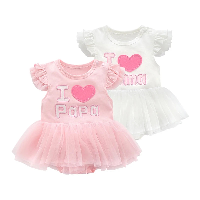 Newborn Baby summer bodysuit infant girls princess dress baby christening baptism gown party wedding 0-3 3-6 6-9 months bodysuit