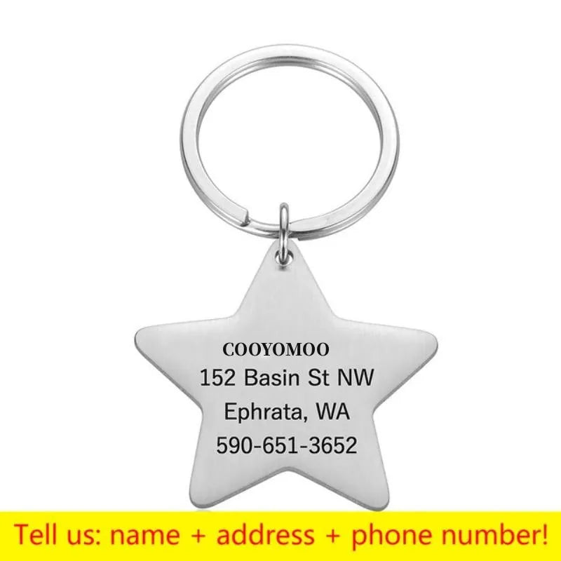 Personalisierte Gravierte Katze Hund Haustier ID Tag: COOYOMOO Anti-Verlust Halsband Anhänger - Gravur Name Welpen Katzen Edelstahl Silber Gold Roségold