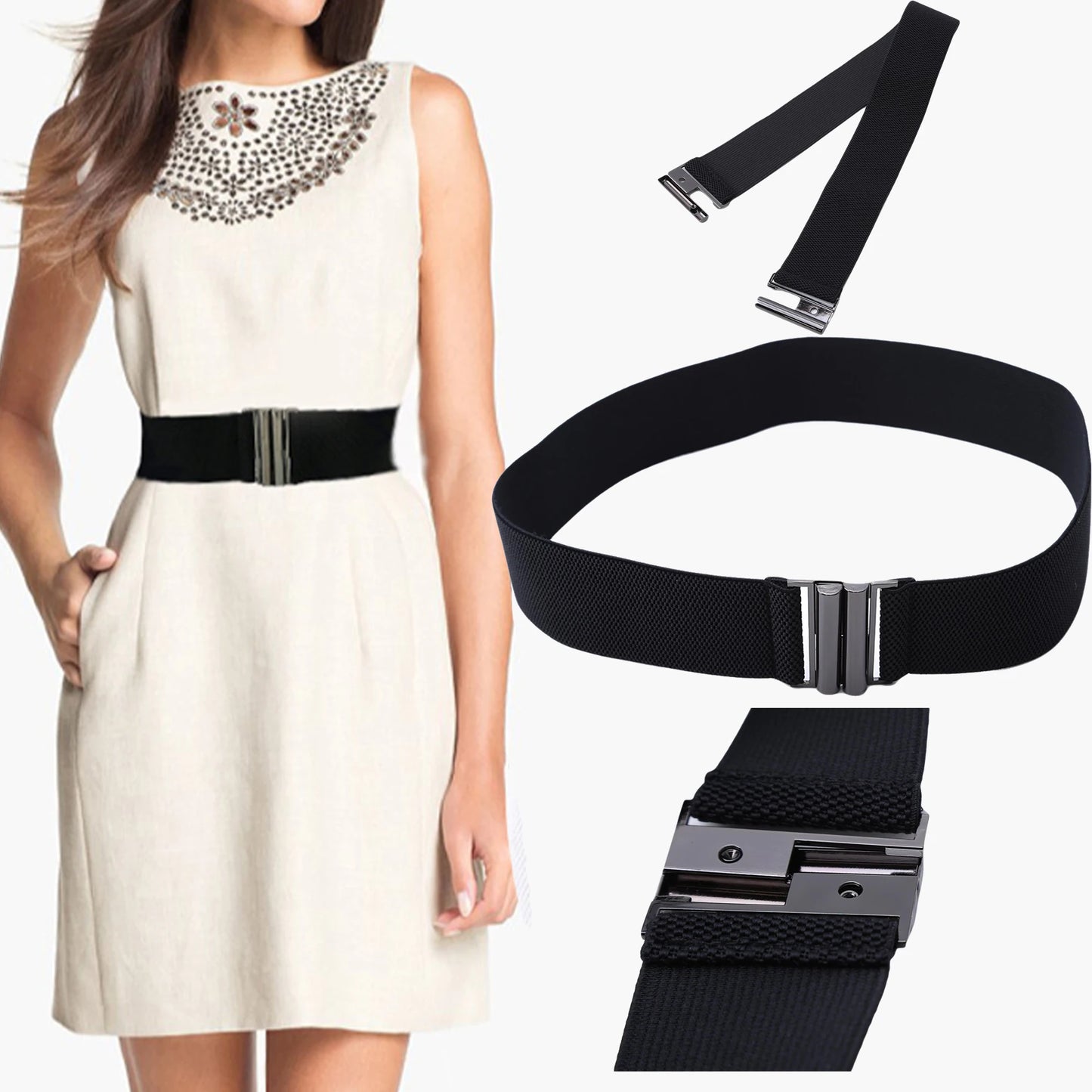 Women Elastic Belt Simple Solid Color Down Coat Waist Belts Female High Quality Elegant Lady Buckle Cummerbands Waistband Corset