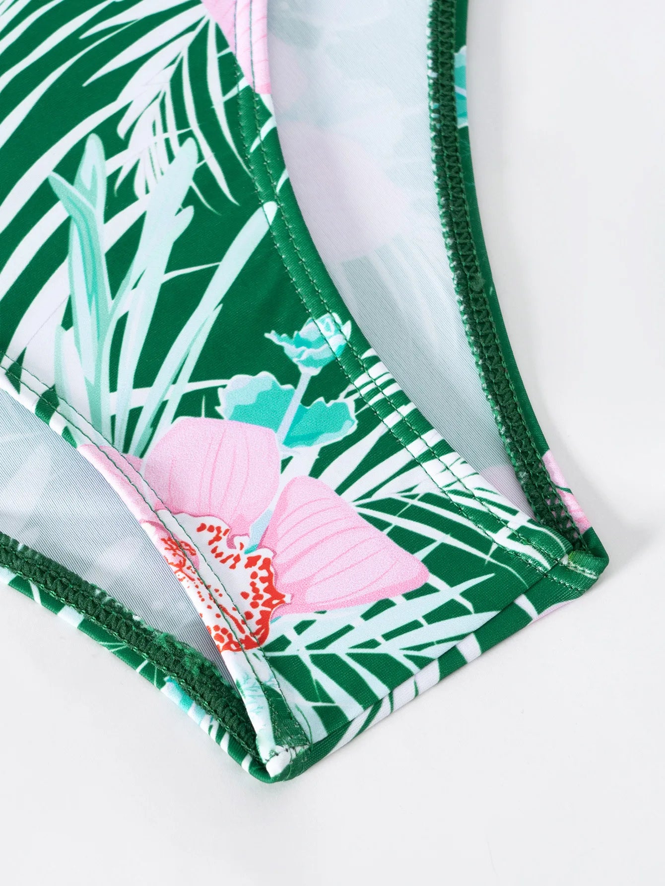 Sommer Print Schwimmanzüge: ASKATE Verbesserte Unterstützung Wire-Free Support Nylon Spandex - Dreiteilig High Waist Strand Wear Floraler Print