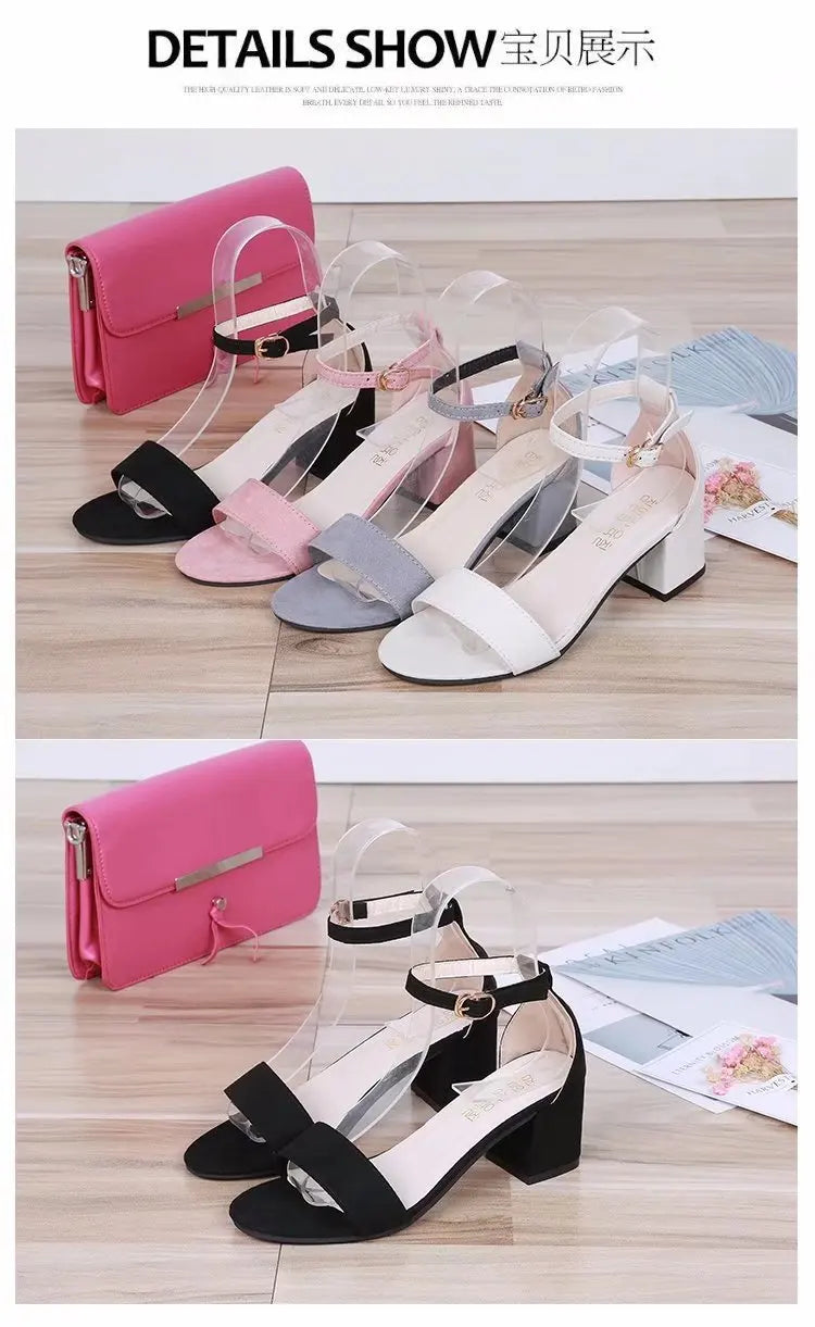 Heeled Sandals Women 2024 Elegant Woman Shoes with Low Heels Luxury Designer Block Heel elegant Best Selling Products