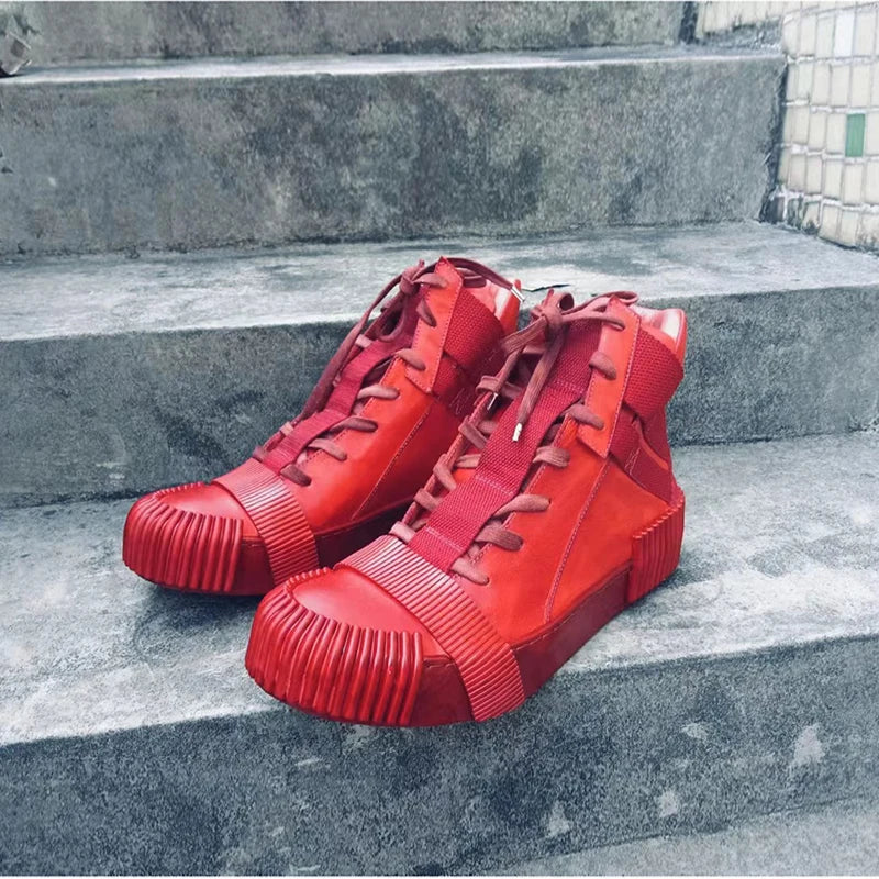 Ghete Black Street Original Design Goodyear Patchwork - Parte superioară din piele, talpă din cauciuc, mărimi 40–46