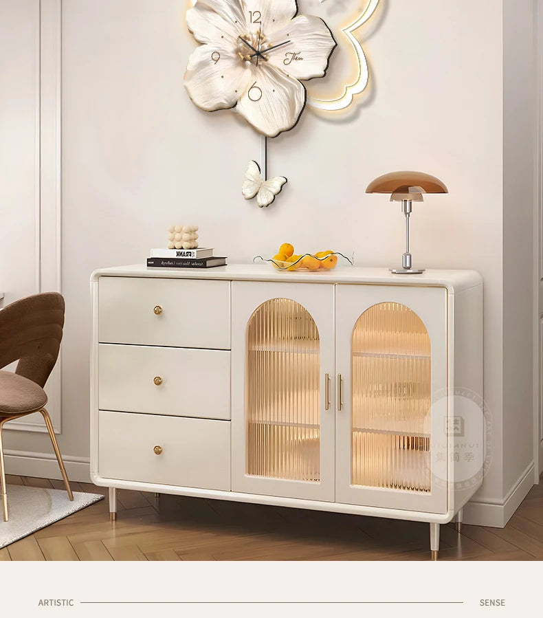 Cream Style Living Room Decoration with LED Light Wall Clock New Home Decor Creative Swinging Clock