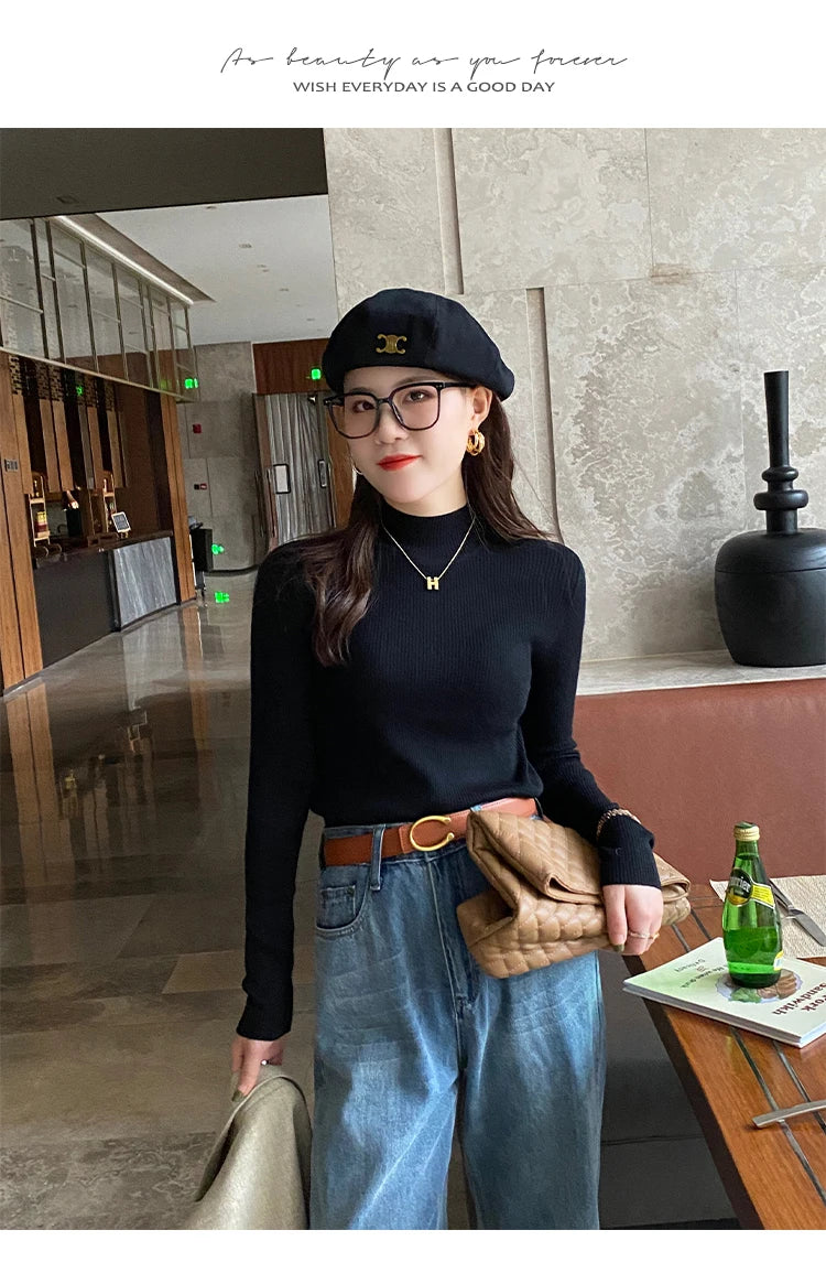 Guler înalt cu guler tip mânecă AutumnChic - S-XL, subțire, tricotat