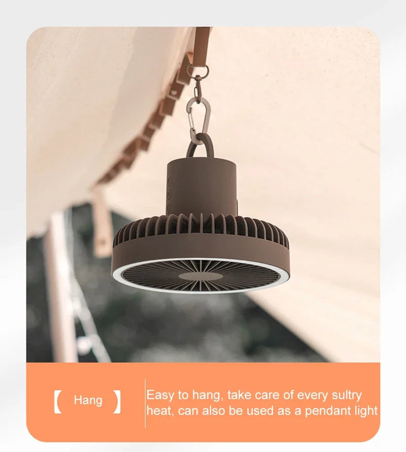 10000mAh Portable Fan Home Outdoor Camping Fan LED Lighting Tripod Stand Desktop with Power Bank Wireless Ceiling Electric Fan