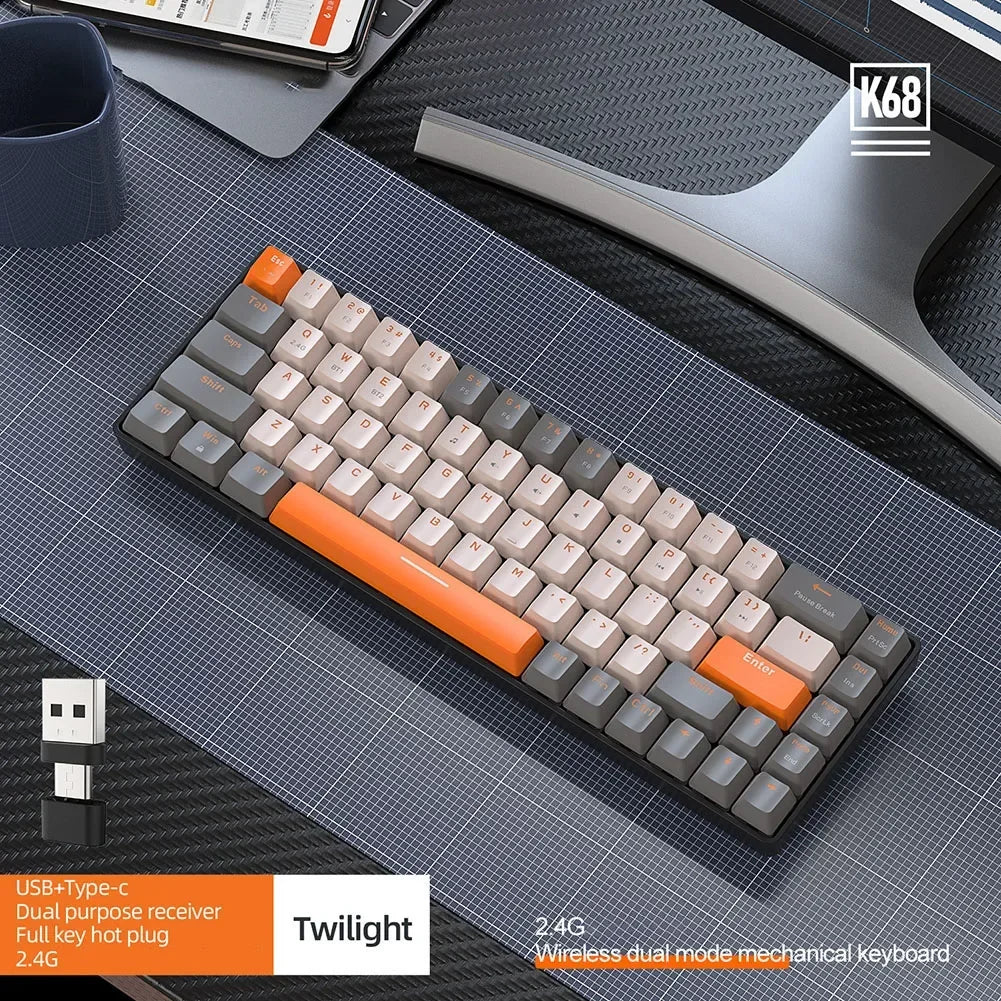 Gaming-Tastatur 2025: K68 Wireless Mechanical Hot-Swap - Red Switch Bluetooth Type-C Collection