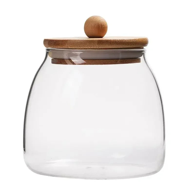 Spherical Glass Food Storage Container with Cork Lids Large Capacity Sealed Glass Bottles Pot Jar for Kitchen Organizer tools
