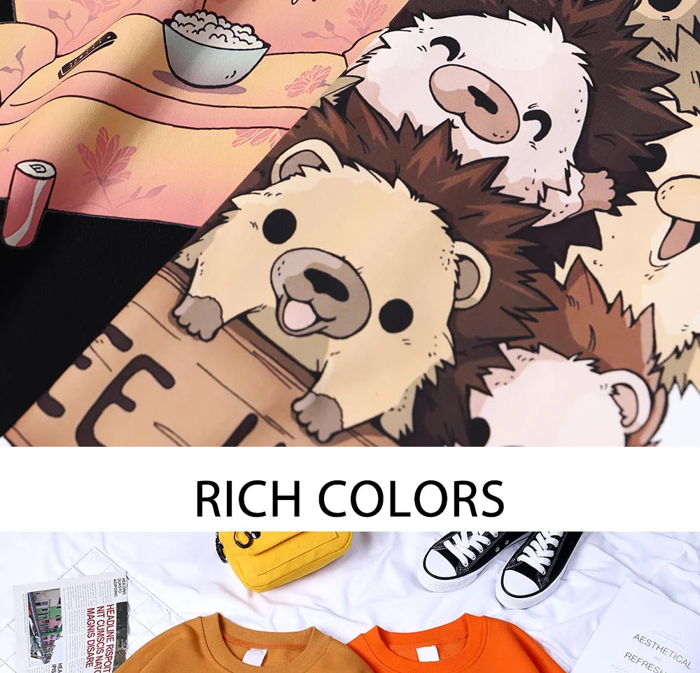 Teekossc Sweatshirt Harajuku Druck-M L, Polyester, O-Kragen