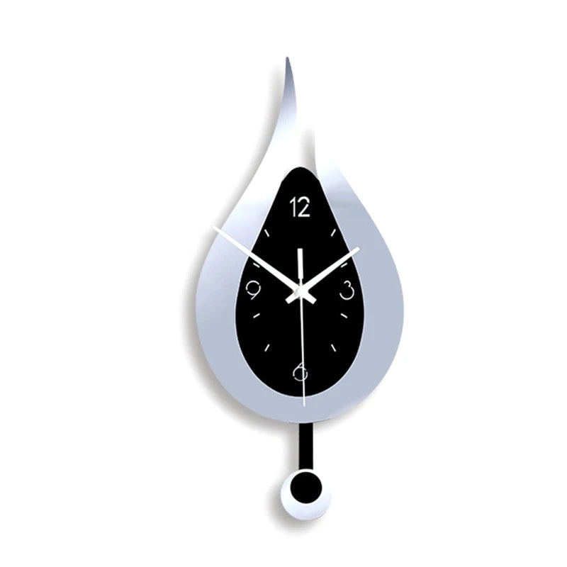 Modern Water Dropping Design Wall Clock Creative Acyrlic Pendulum Clock for Home Bedroom Living Room Office Decoration Mute Time