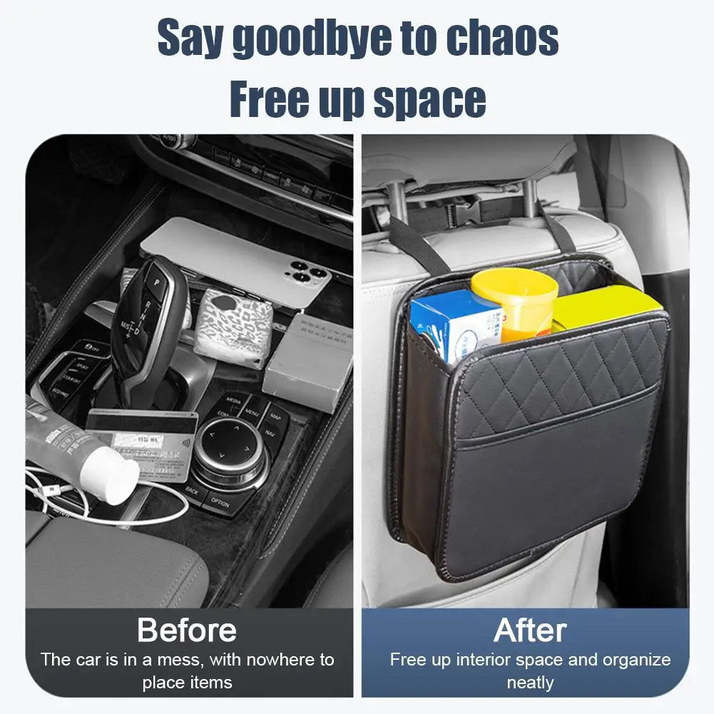 Multifunctional Car Seat Storage Bag Leather Storage Bag Garbage Bag Storage Bag Hanging Seat Back Tissue Water Cup Holder