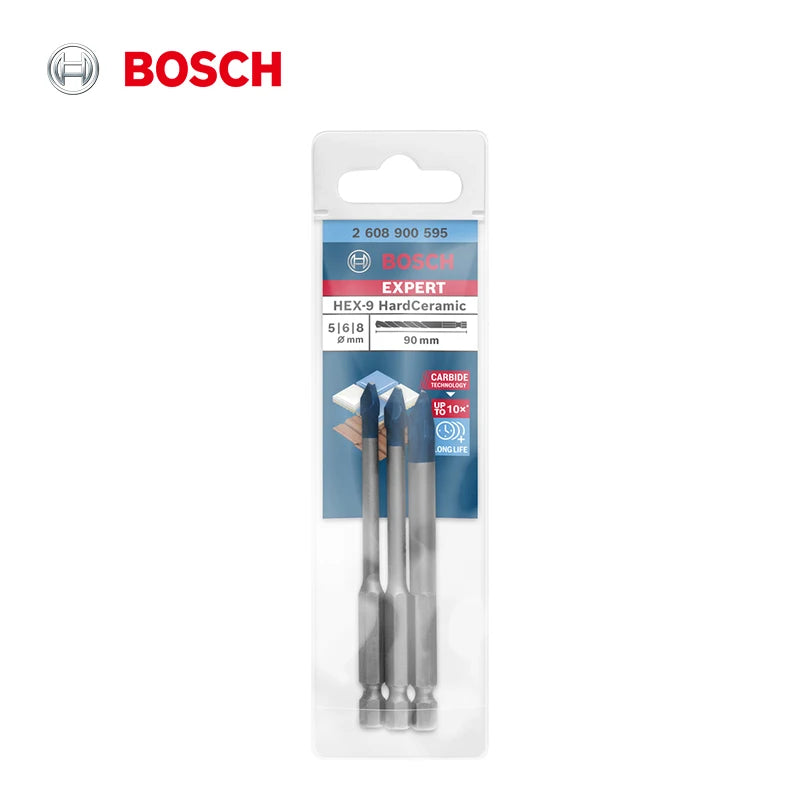 Bosch Drill Bit Expert Series HEX-9 5/6/8mm Hard Ceramic Drill Bits for Electric Drill Screwdrivers of 3-Claw and 1/4" Hex Chuck