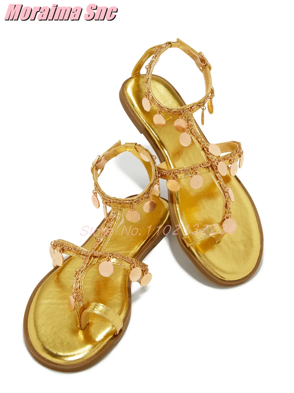 Metal Decor Chain Embellished Sandals Flat With Clip Toe Ankle Buckle Strap elegant Fashion Women's Summer Shoes Roman Style 2025