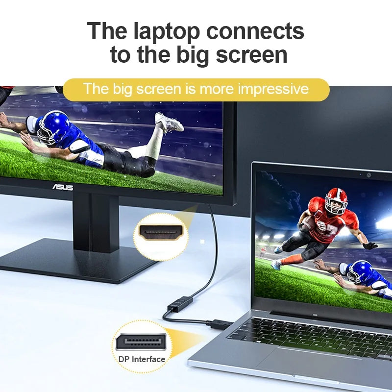 DP zu HDMI Adapter 2025 - DisplayPort zu HDMI Kabel - 1080P Konverter HP DELL Laptop PC Projektor