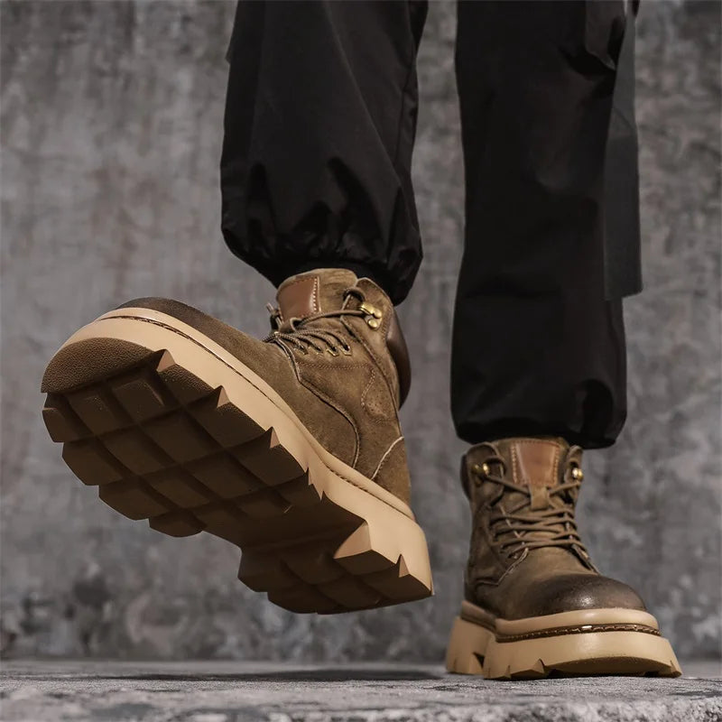 YEISNDOOCN Model N Atmungsaktive Schnürstiefel - Größe 42, Leder Obermaterial, Mesh Innenfutter